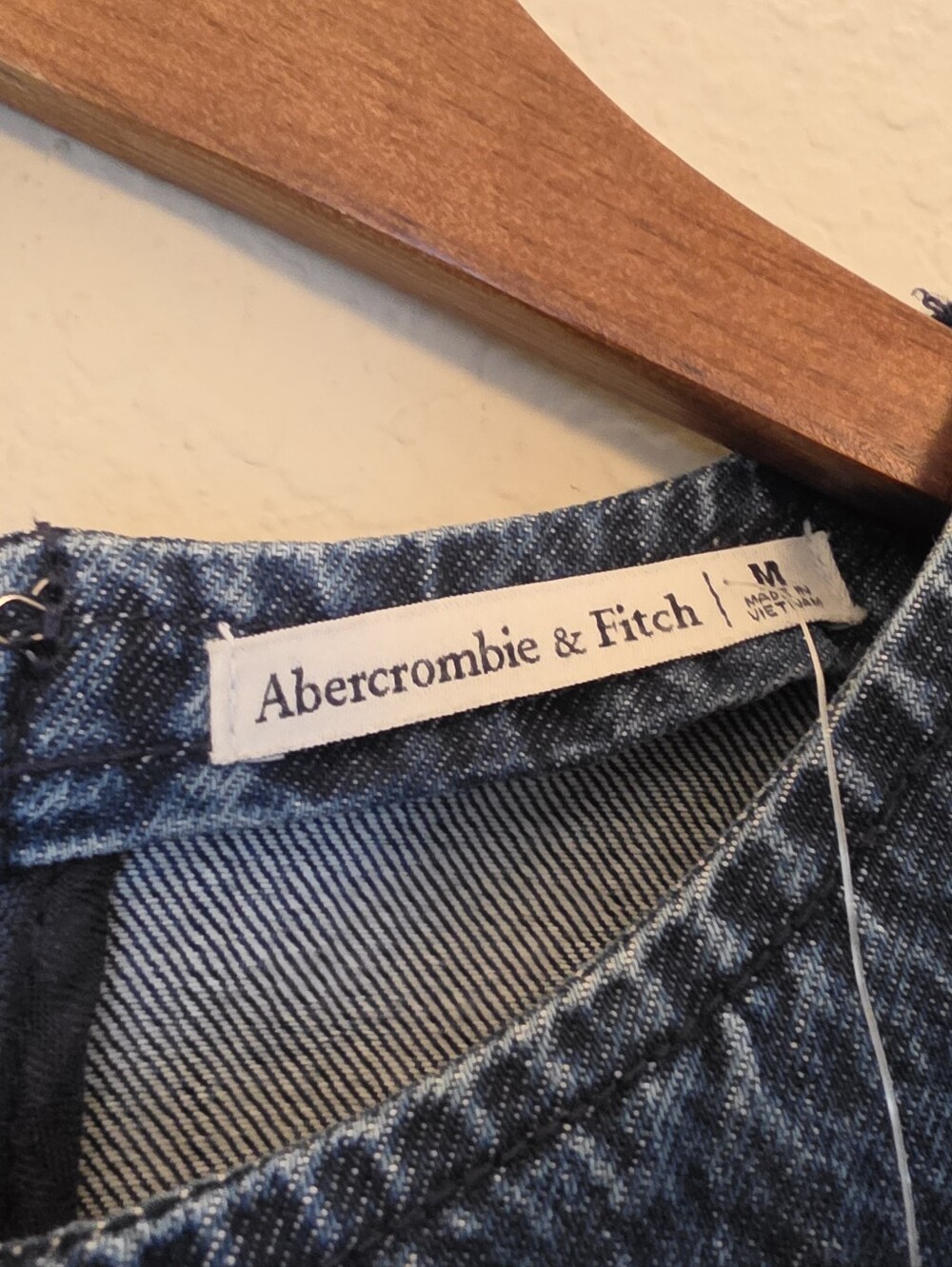 Abercrombie & Fitch Denim Shift Dress Womens Medium Dark Wash Classic 90s Retro - Picture 6 of 9
